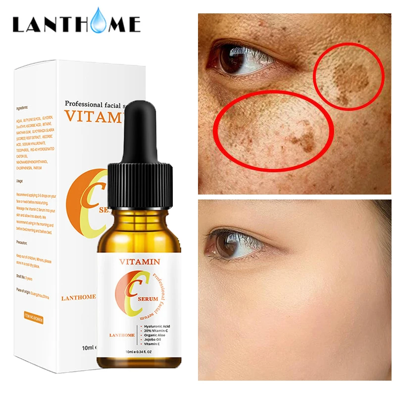 

Vitamin C Face Whitening Serum Anti-Wrinkle Anti-Aging Fade Fine Lines Firm Essence Hyaluronic Acid Moisturize Brighten Skincare