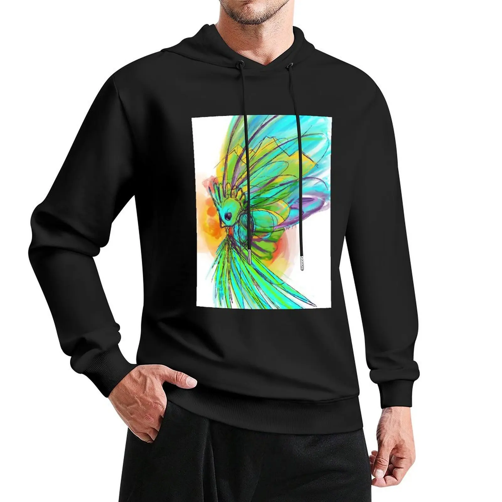 Пуловер Quetzal с акварелью и тушью осенняя мужская дизайнерская одежда уличная