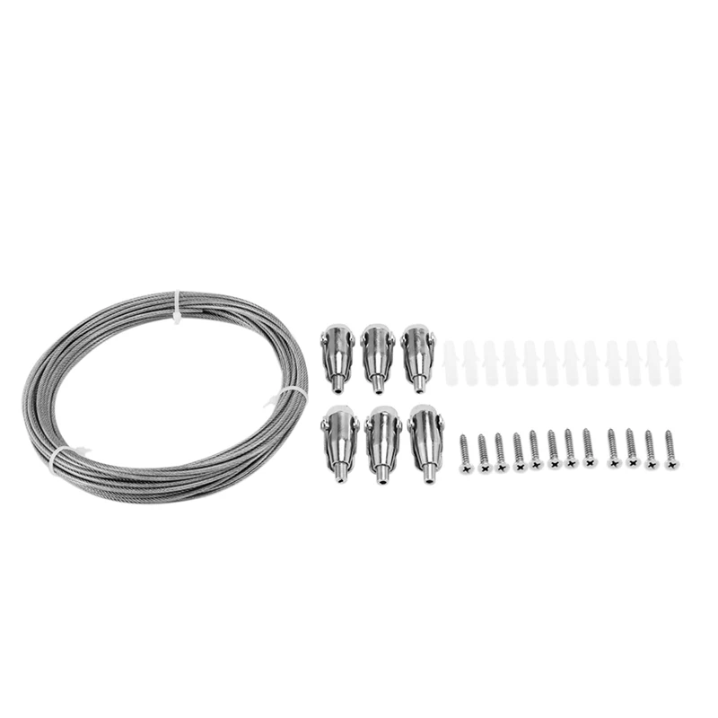 

4Pcs 10M Stainless Steel Wire Rope PVC Coated Steel Cable Adjustable Curtain Rope Lamp Suspension Picture Wire