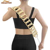wood back massager roller rope manual massage strap for back neck shoulders legs waist pain relief wooden therapy