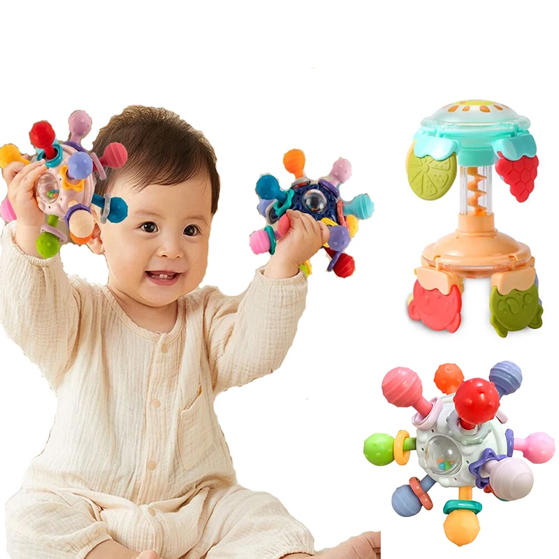 

Baby Teething Toys Rattle for Babies 1 2 3 Years Sensory Baby Toys 0 6 Month Grasping Activities Chew Montessori Educational Toy