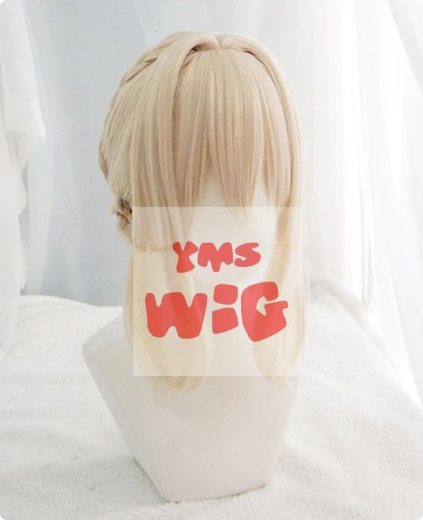 YMS WIG Violet Evergarden Короткие светло-русые косы с двумя пучками Термостойкие волосы