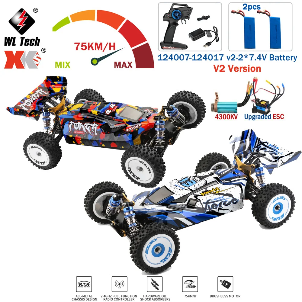 

WLtoys 124017 V2 124007 RC Car 75KM 1:12 2200mAh Brushless Electric High Speed Off-Road Drift Remote Control Toys Gift For Adult