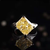 luxury square shape yellow cubic zirconia women rings brilliant bridal wedding party ring high quality fashion fine jewelry
