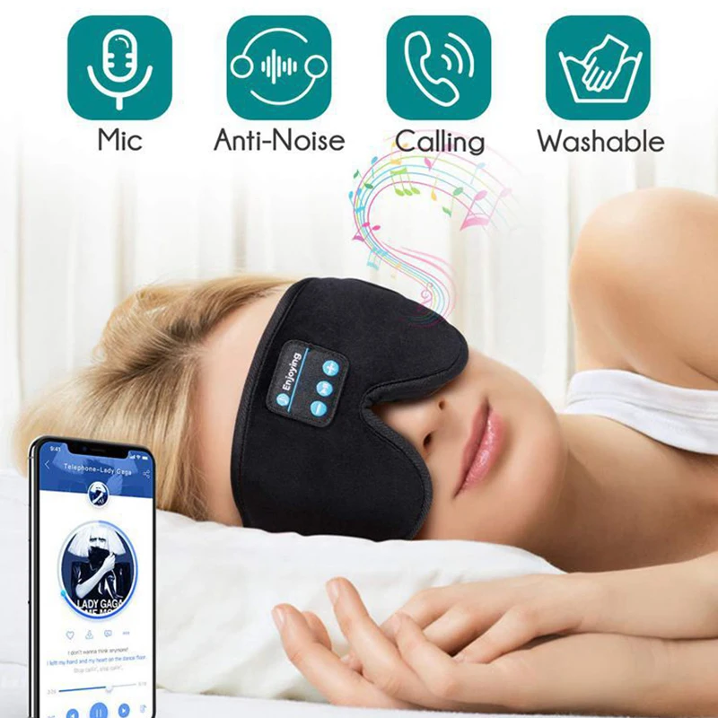 

Sleeping Mask 3D Eye HeadSet Headband Soft Elastic Comfortable Wireless Music With Mic Side Sleepers Bluetooth Stereo Removable