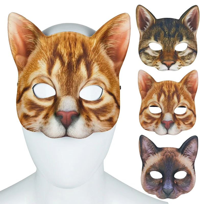 

3D Animal Cat Masks Halloween Cosplay Party Mask Sexy Cat Half Face Cover Party Playing Props Animal Masks Cosplay Accessories