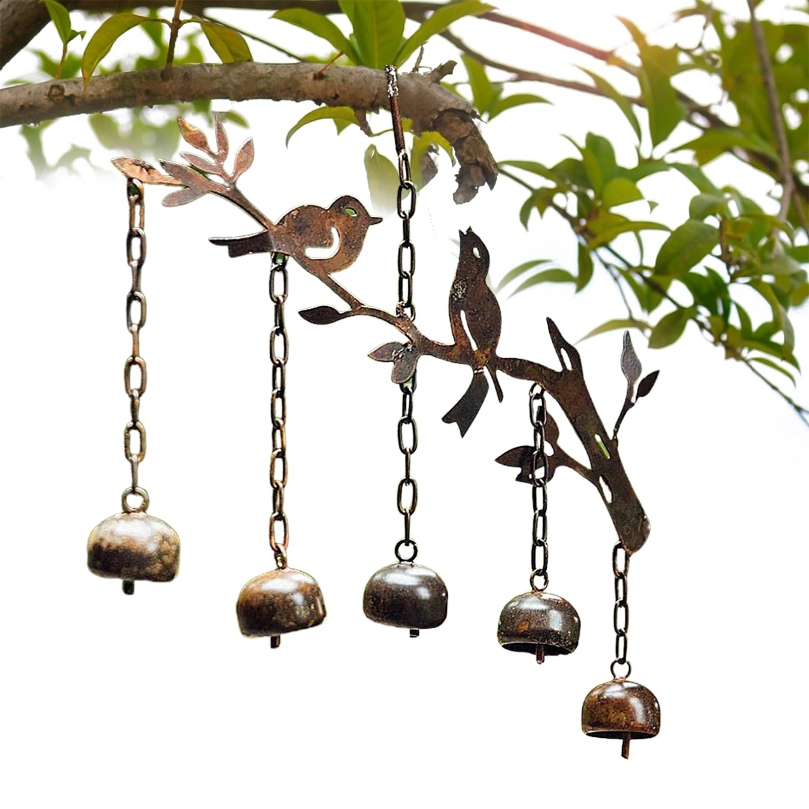 

Mental Bird Chimes Bell Outdoors Wind Chimes With 5 Golden Bells Wind Chimes For Glory Mothers Love Gift Bird Bells Chimes Home