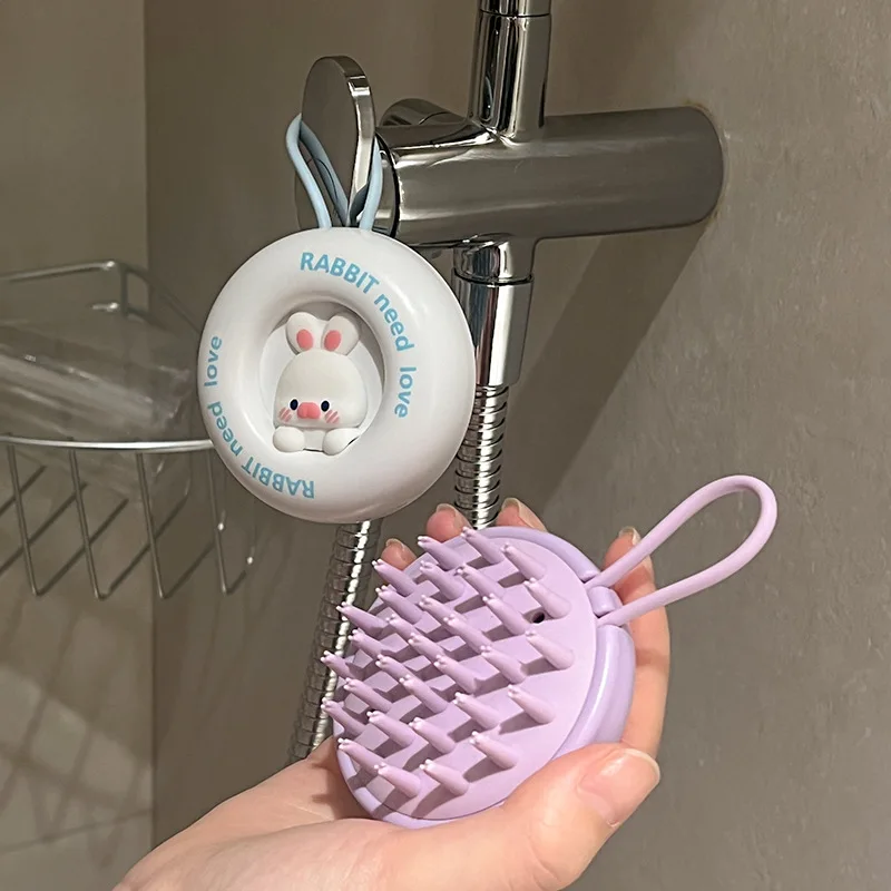 

Cute Cartoon Silicone Scalp Massage Comb Soft Handheld Round Shampoo Brush Hair Clean Tool Hair Care Bathroom SPA Massage Combs