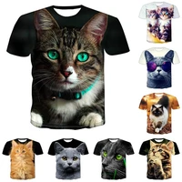 new summer fashion cool t shirt mengirls kids 3d cute animal cat print sporty breathable lightweight fitness sports top