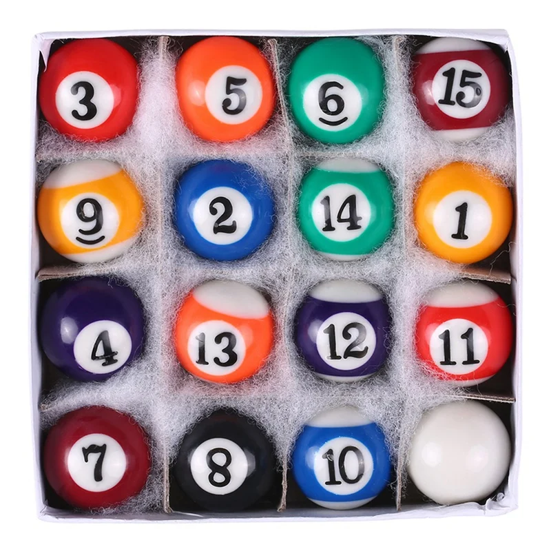 Professional Children Billiards Table Balls Set Resin Small Pool Cue Full 16 Pcs Mini Billiard
