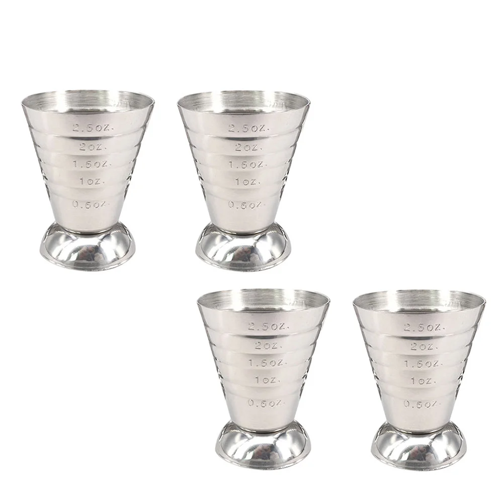 

4pcs Multi-purpose Stainless Steel Jigger Cups Scale Measuring Cups )