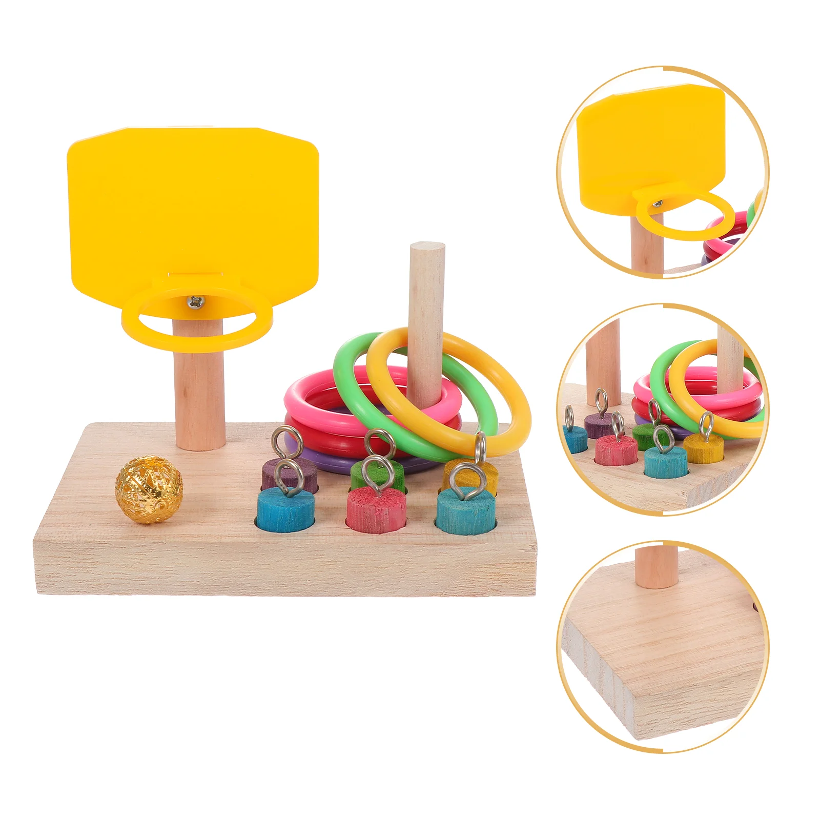 

Bird Toy Pet Birds Supplies Biting Plaything Toys Takraw Bite Wooden Parrot Basketball Shooting Educational