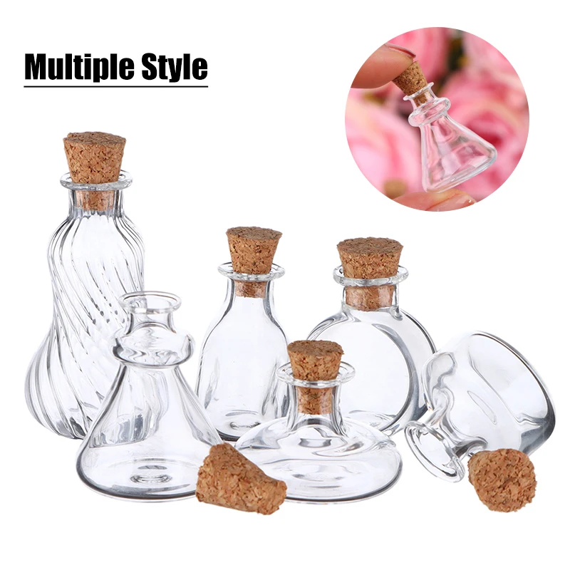 

1pc 1:12 Dollhouse Miniature Vase Round Glass Bottle Wishing Bottles Storage Bottle with Cork Candy Jar Model Decoration