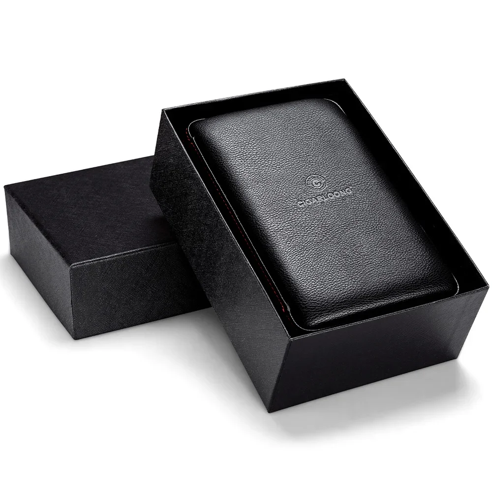 Хьюмидор для сигар Портативный кедровый деревянный коровья кожа Путешествия