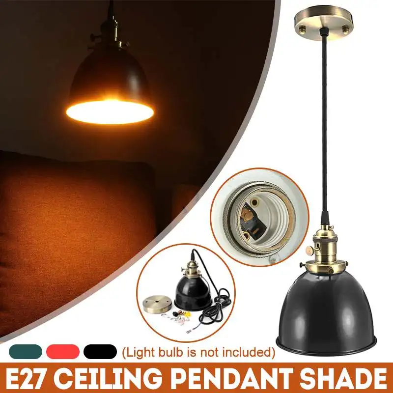 

Elfeland Retro Ceiling Light Pendant Cafe Style Modern Rustic Industrial Look E27 Height-adjustable Metal Lampshade for Loft Bar