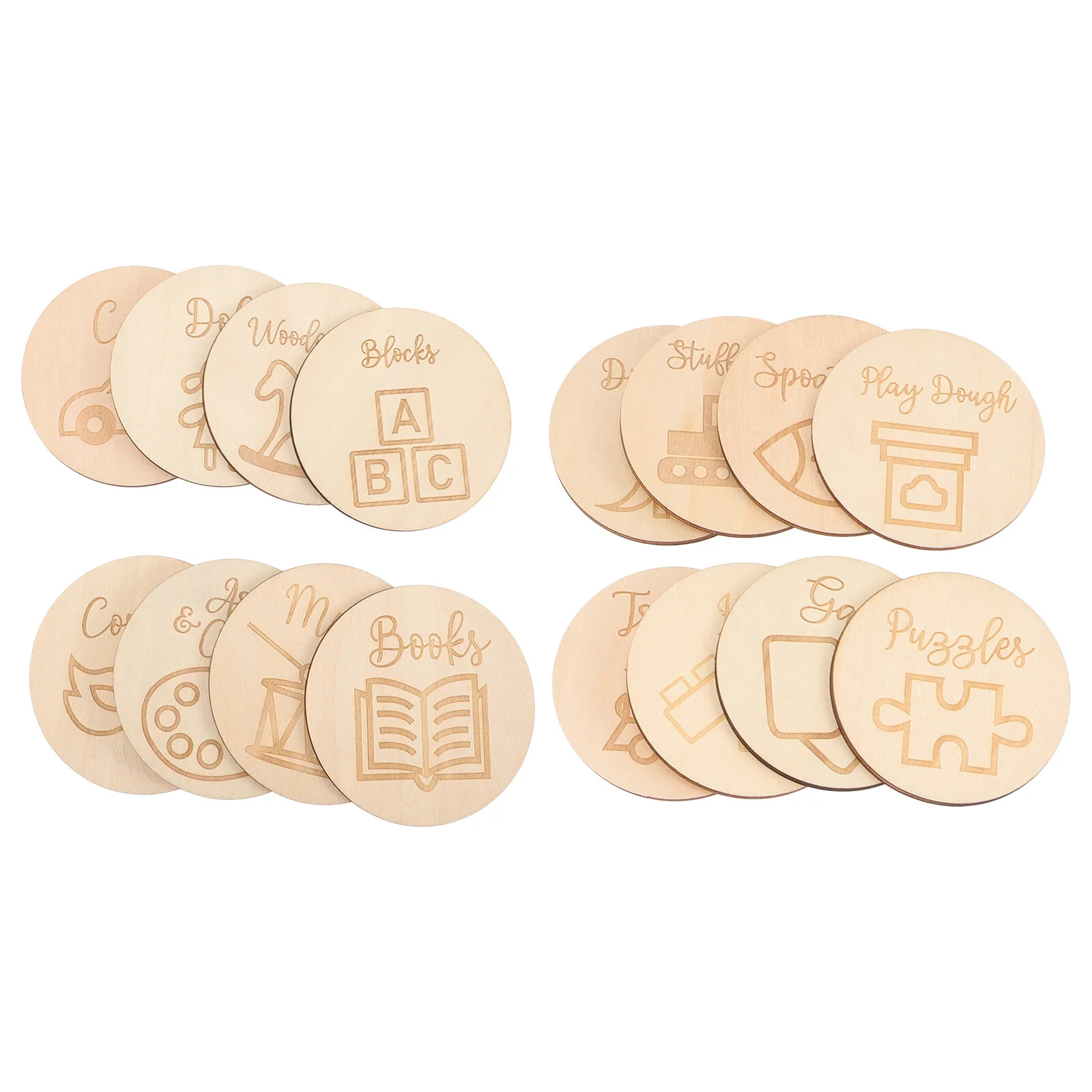 

16 Pcs Wooden Decoration Round Circle Toy Organizer Home Toys Fridge Magnet Nursery Mother Vanity Tray
