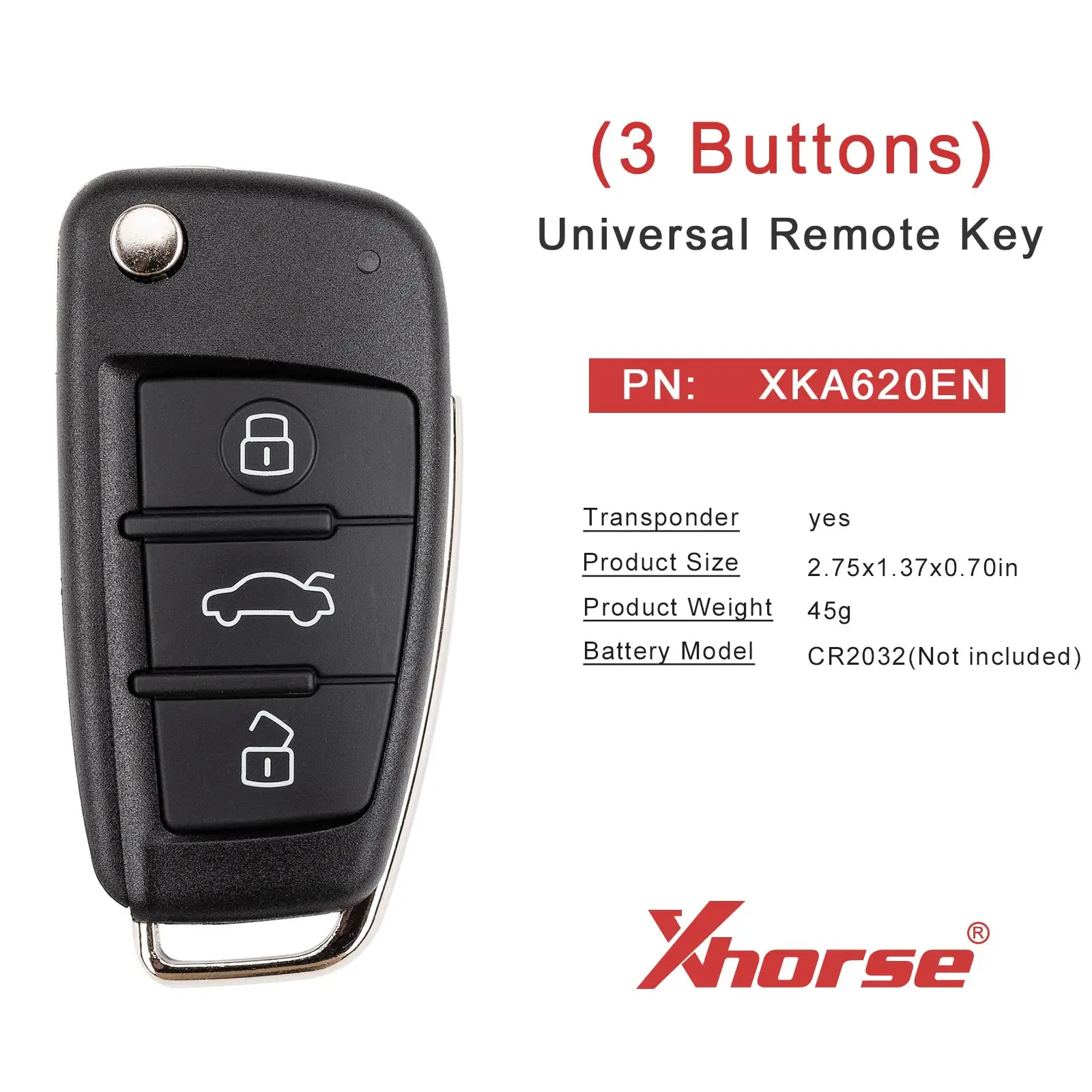 Фото Универсальный проводной дистанционный ключ XHORSE XKA620EN с 3 кнопками для Audi A6L 2-го поколения, аналог XKA600EN, для программатора VVDI2 MINI. №2