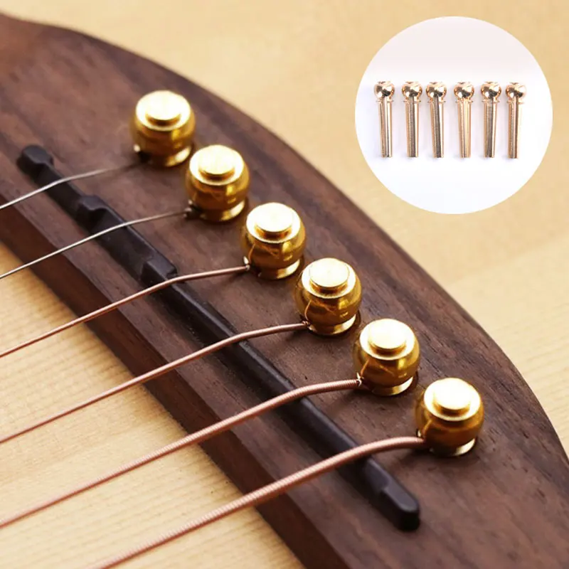 

6 Pieces/lot Guitar Strings Nail Metal Acoustic Guitar Bridge Pins Brass Guitar Strings Fixed Cone String Pins String Nails