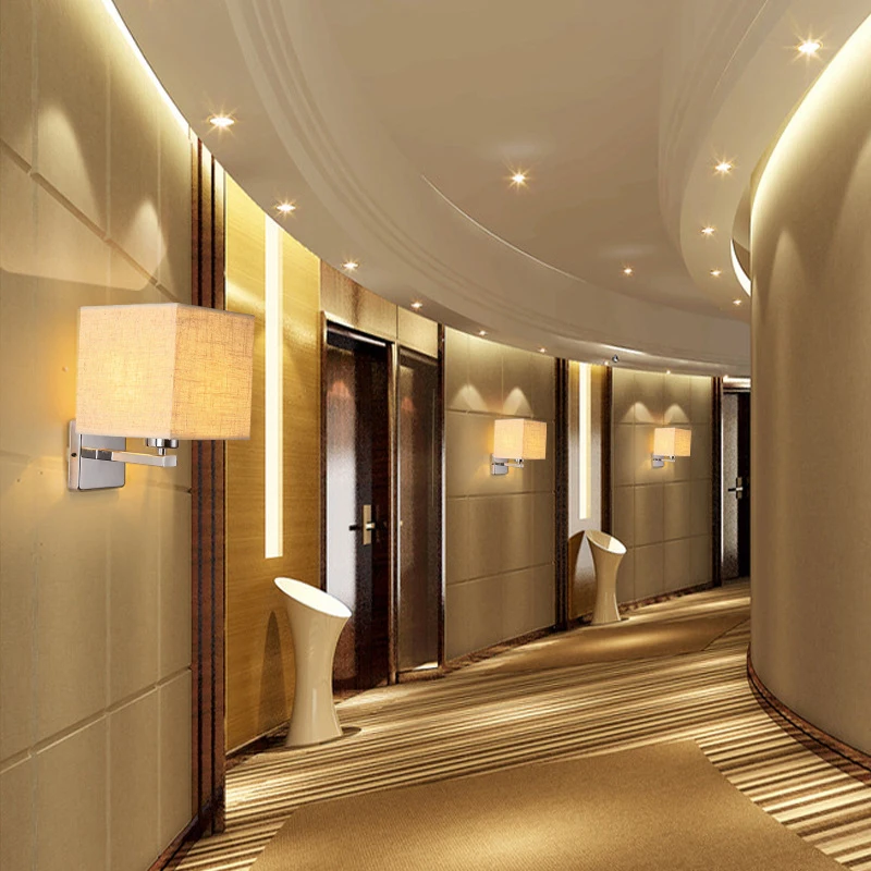 

Minimalist Black or Bronze Wall Sconces with Rectangle Fabric Shade wall lamp for Bedroom Hallway Wall Lights Indoor Lighting