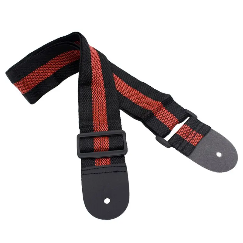 

Adjustable Guitar Straps Nylon Acoustic With PU Leather Tips Guitar Accessories Black + Red