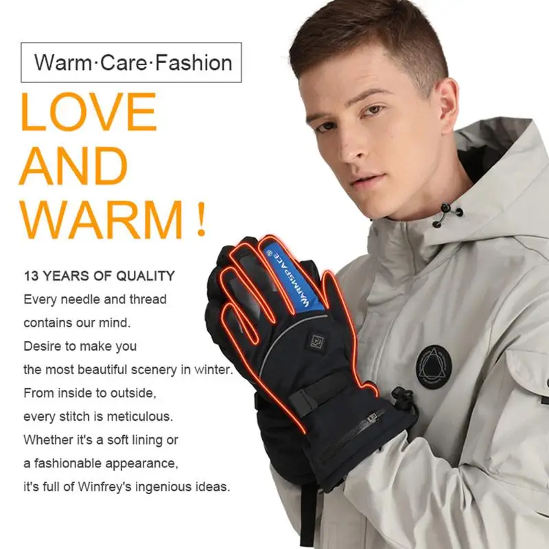 

Heated Gloves For Men Women Cold Weather Heated Typing Touch-screen Gloves Waterproof Windproof Winter Thermal Gloves For Skiing