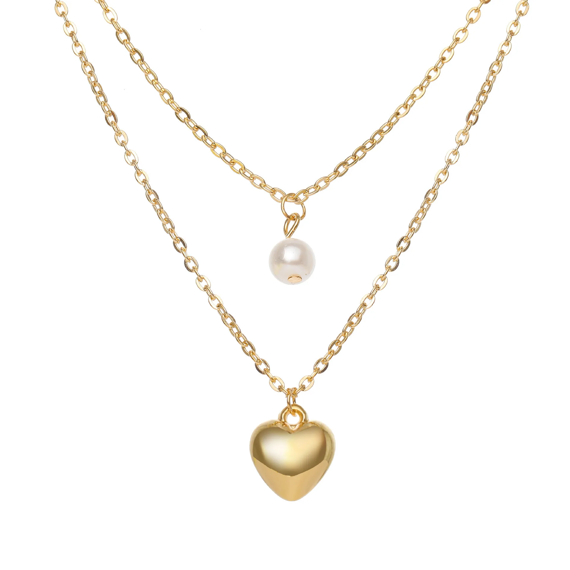 

PTQASP Sumeng New Personality Fashion Square Imitation Pearl Crystal Zircon Necklace Invisible Transparent Fishing Line Necklace