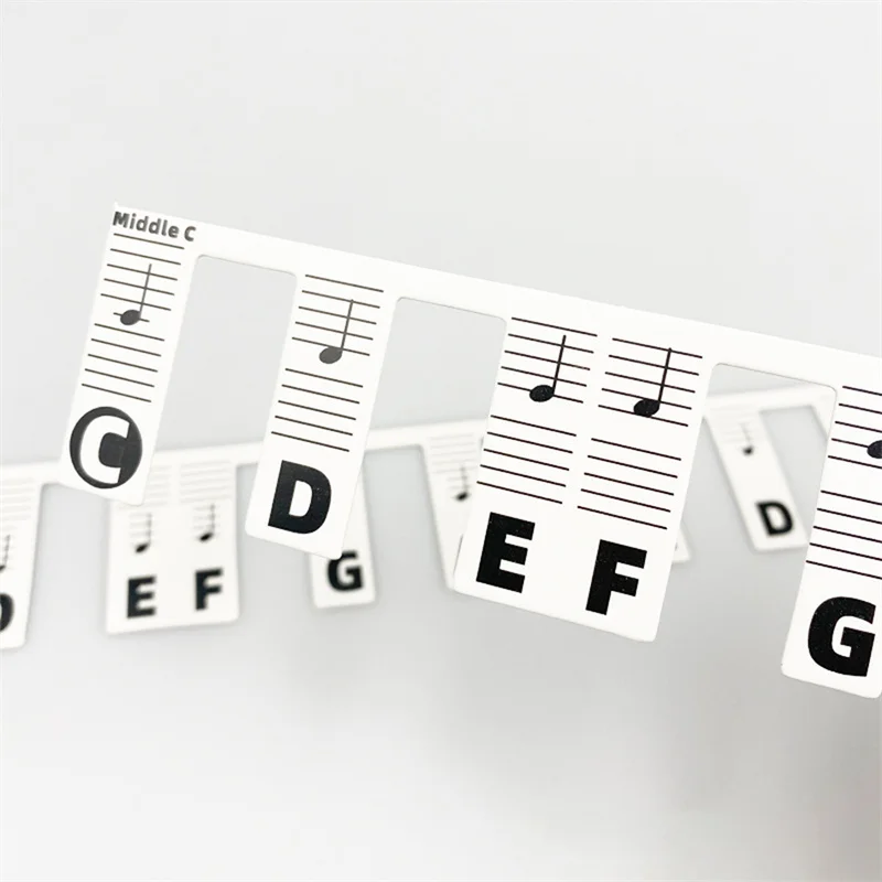 Наклейки на клавиатуру пианино 88 ярких черных клавиш