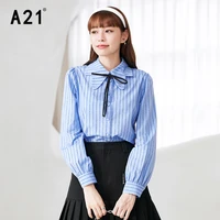 a21 chic women long sleeve strip turn down collar shirts casual korean 2022 spring office lady tops female cotton shirts