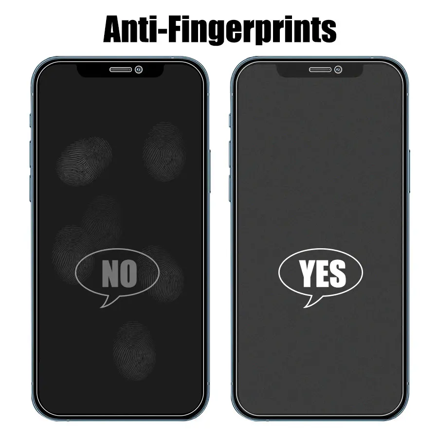 1 2pcs no fingerprint screen protectors for iphone 11 12 13 pro max mini matte tempered glass for iphone 7 8 6 plus xr x xs max free global shipping