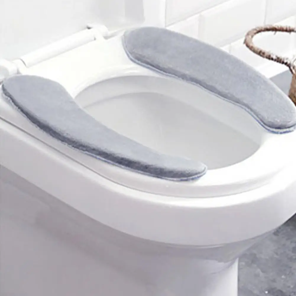 

2Pcs Toilet Seat Lid Covers Universal Toilet Seat Cushions Skin-affinity Flannel All-season Sticky Closestool Mats Decorative