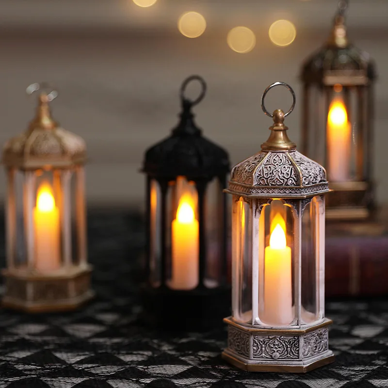 

Halloween hexagonal small wind lamp decoration decorations for Ghost Festival scene layout portable flame lamp