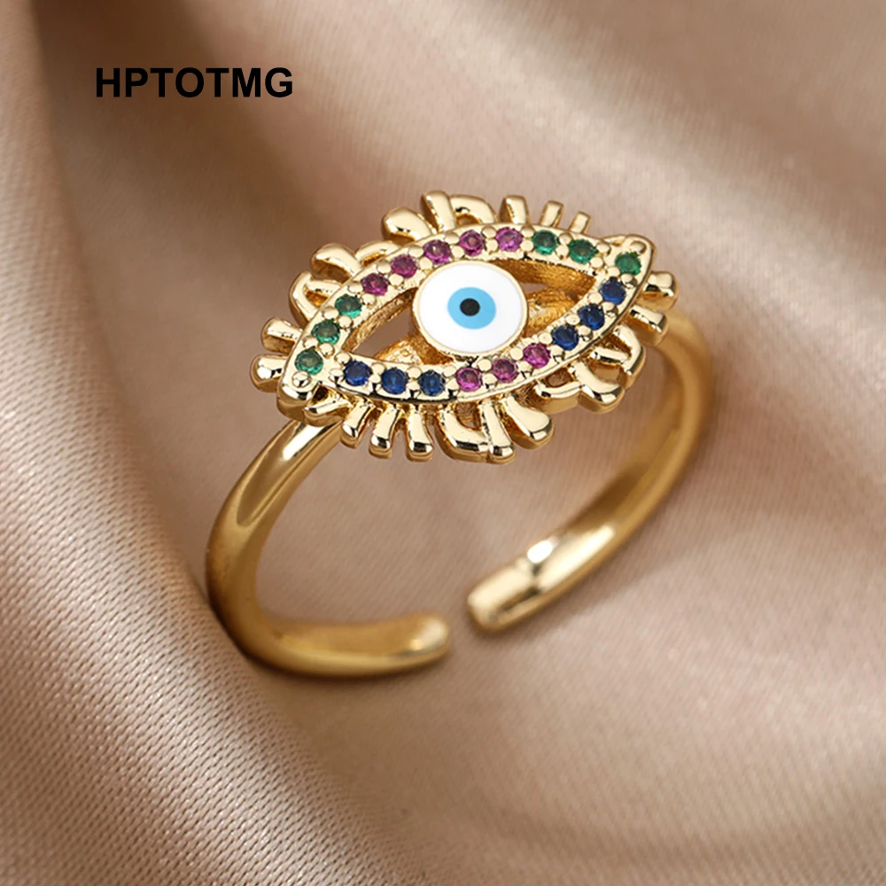 

Gold Evil Eye Opening Rings for Women Men Aesthetic Vintage Punk Wedding Couple Rings Stainless Steel Jewelry Gift anillos mujer