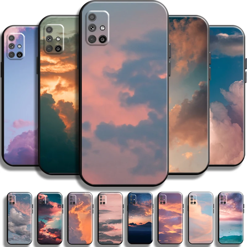 

Scenery Clouds Sunset For Samsung Galaxy M51 Phone Case Coque Cases Shockproof Carcasa Shell Soft Back Liquid Silicon Black