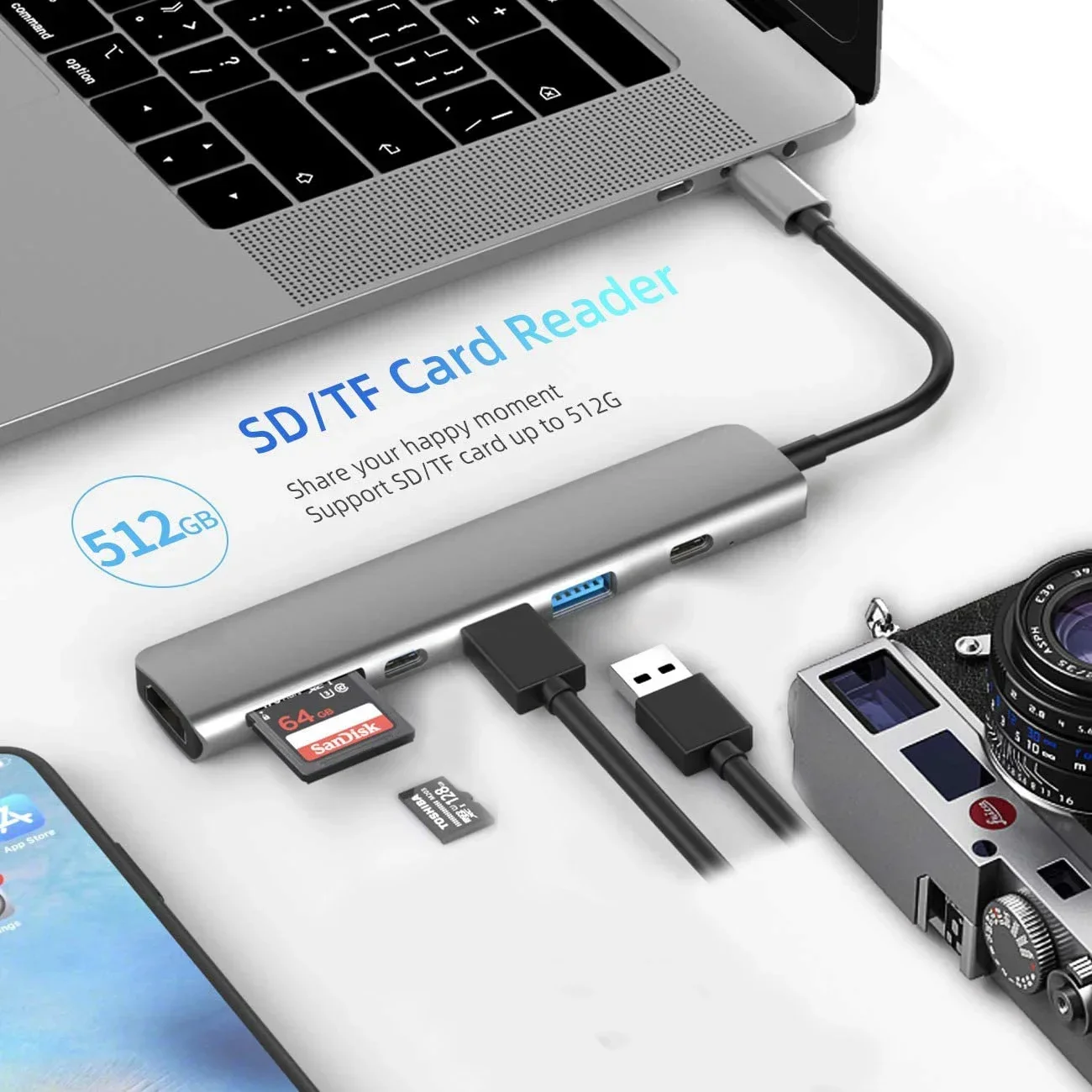 USB-концентратор 7 в 1 с 4K HDMI USB 3 0 SD/TF кардридером PD док-станция для iPad Pro/ MacBook Pro/Air
