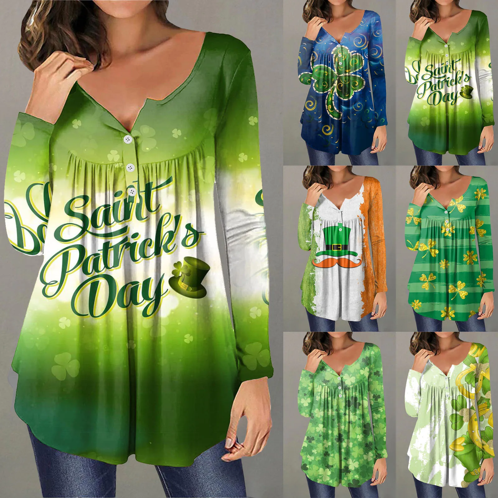 

Womens Fashion Long Sleeve Casual Print T Shirt Button Long Sleeve Top Cropped Shirt Athletic Ladies Cotton Long Sleeve Tops