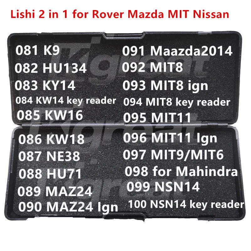 

081-100 Lishi 2 in 1 2in1 K9 HU134 KY14 KW14 KW16 KW18 NE38 HU71 MAZ24 MIT8 MIT11 MIT9 MIT6 for Mahindra landrover Mazda Nissan