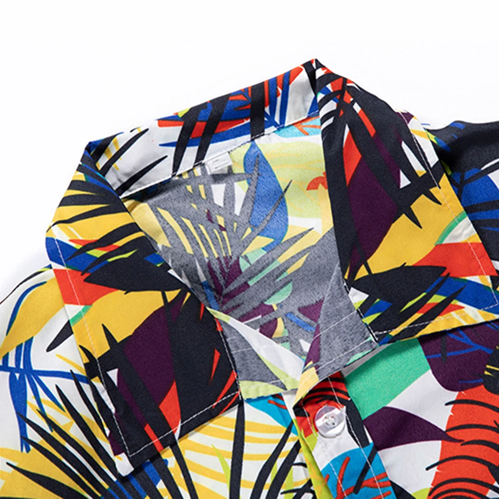 Men's Coconut Tree Print Casual Short-sleeved Shorts Suit Beach Vacation Hawaii Lapel Handsome Floral Shirt Two-piece Set Summer