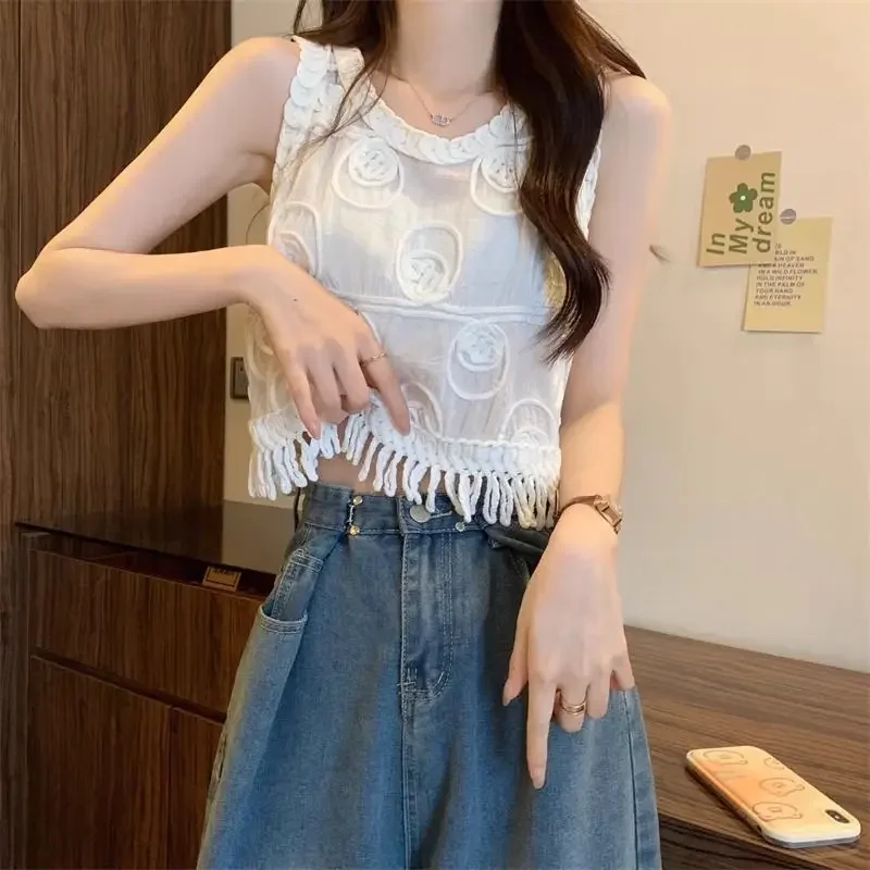 Новинка весна-лето стильный женский вязаный жилет нишевой дизайн укороченный