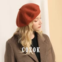 vintage french artist beret hats 56cm58cm womens winter hat elegant lady soft woolen warm cap fashion solid girls painter hat