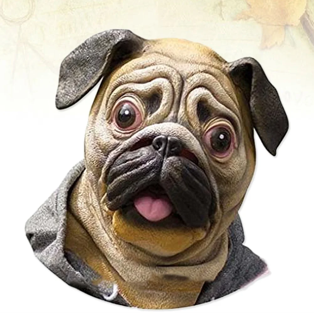 

Маски, латексная голова, костюм на Хэллоуин, собака, животное, мопс, взрослые, полная Косплей-вечеринка