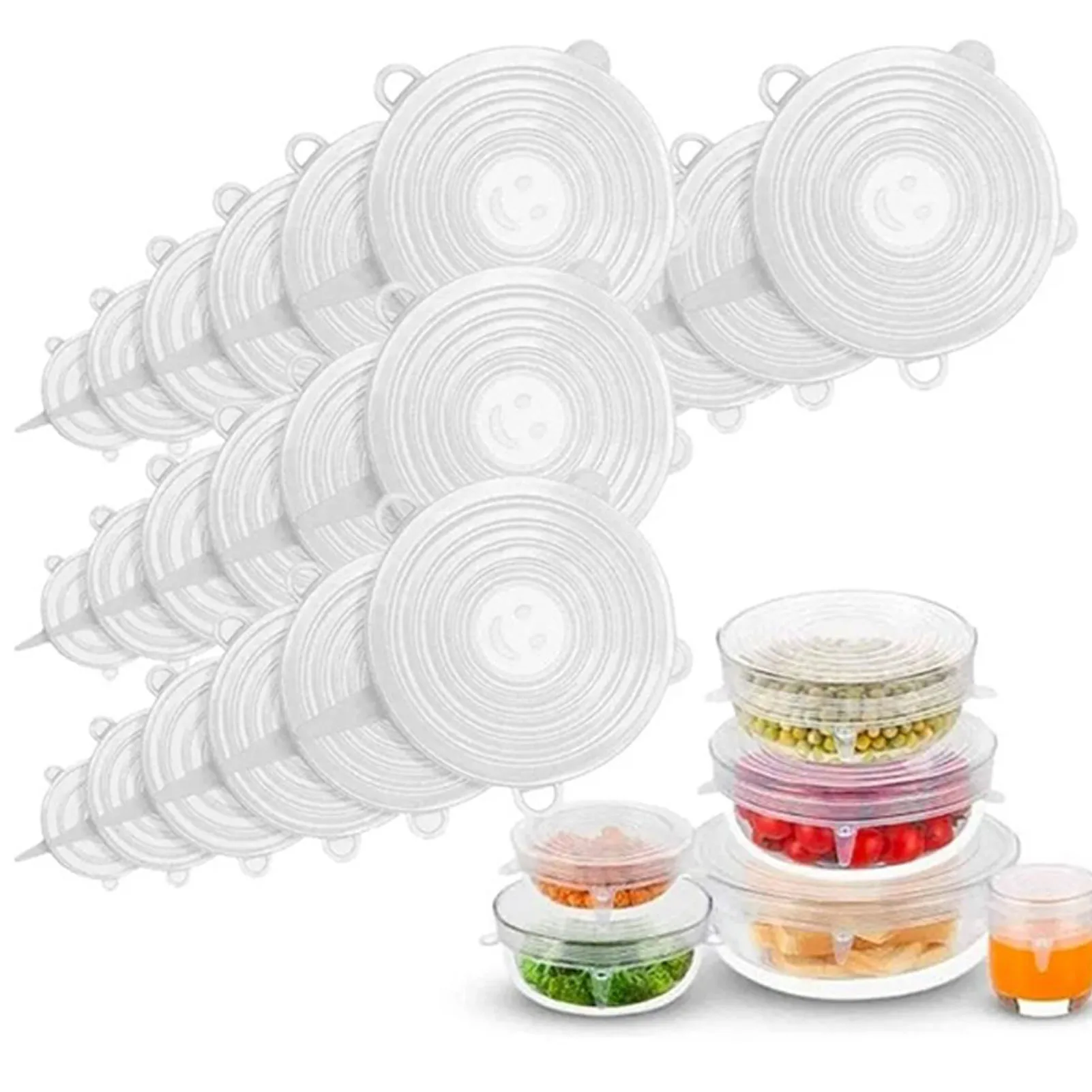 24 шт. Силиконовые эластичные крышки растягивающиеся высокотемпературные