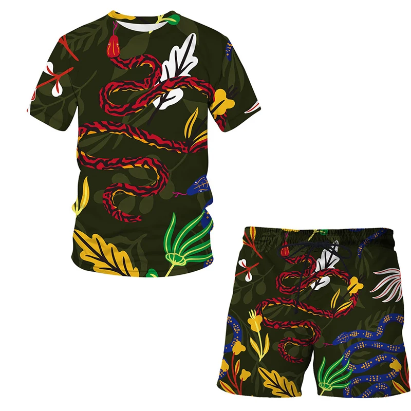 Новинка лета 2021, лидер продаж, 3D абстрактная анималистичная рубашка в китайском стиле для мальчиков и девочек, модная футболка с коротким рукавом и круглым вырезом