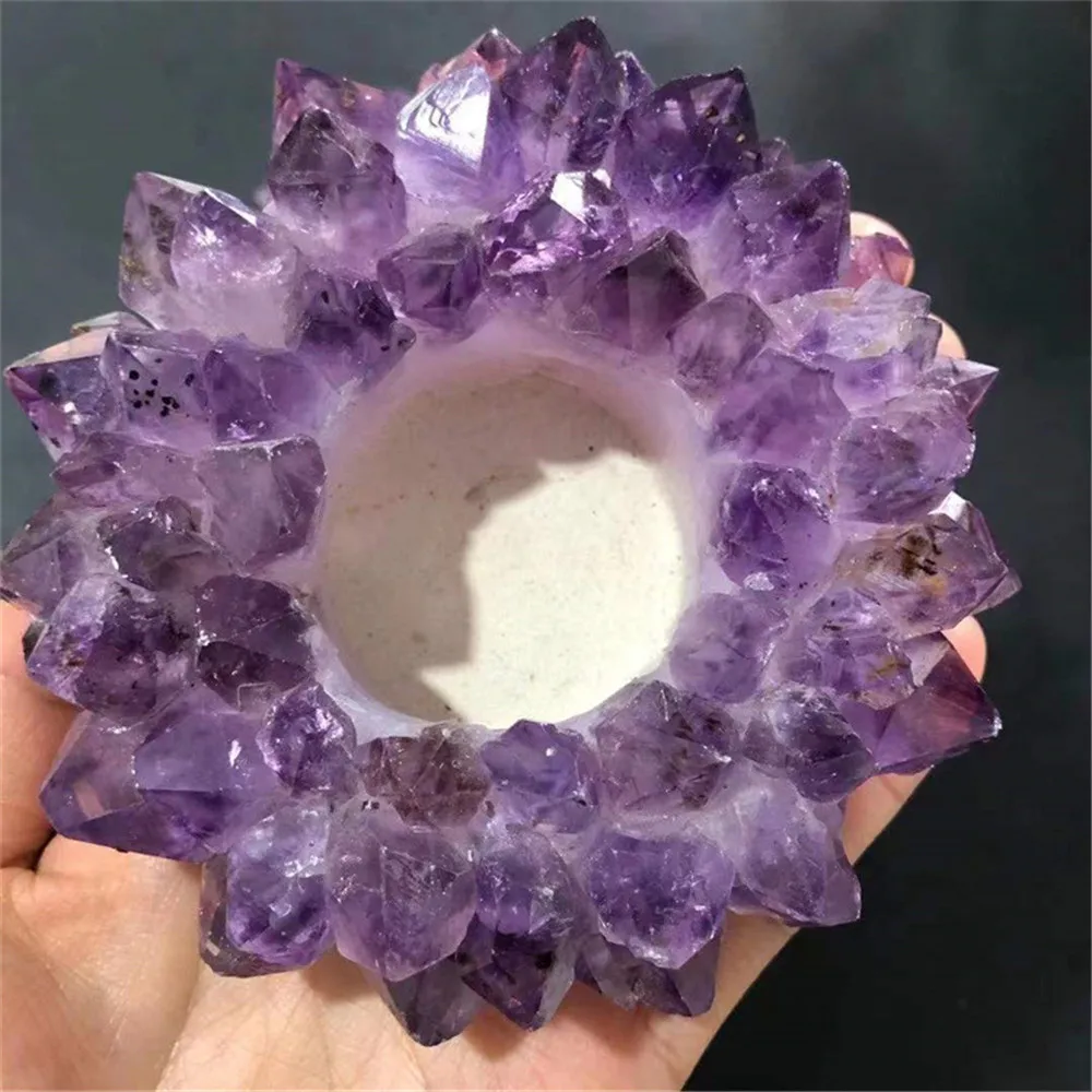 

Natural Amethyst Cluster Super Seven Fragrance Expanding Original Stone Candlestick Healing Decoration Home