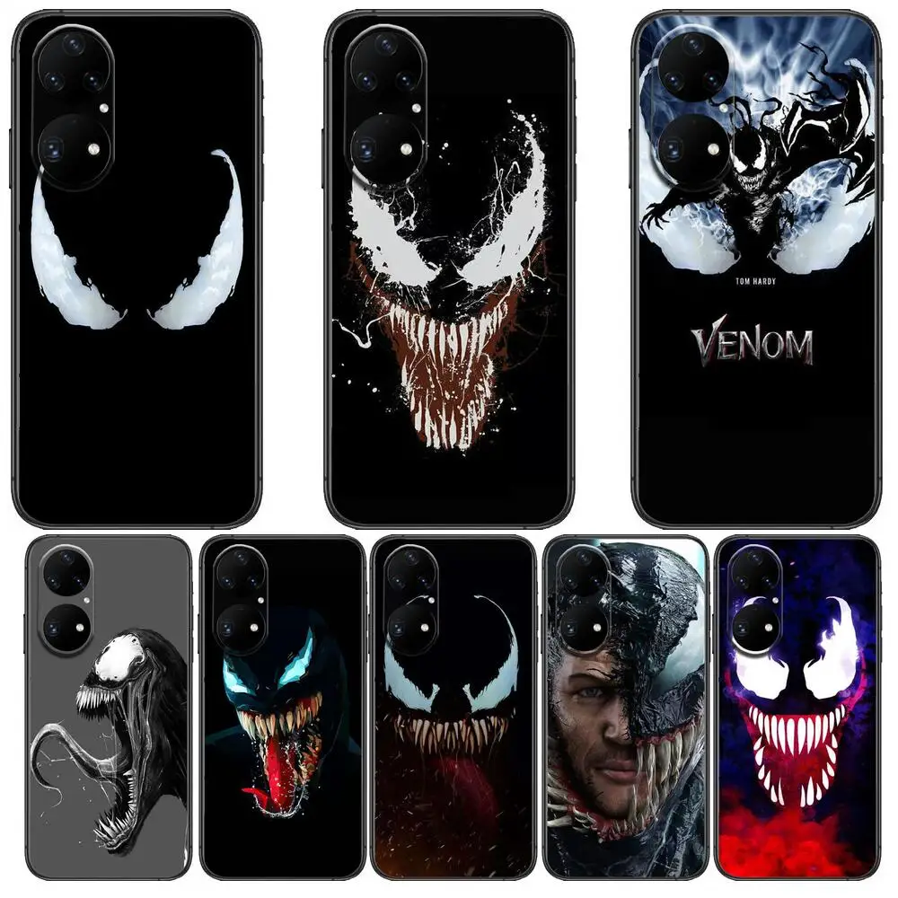 

Marvel Comics Venom Phone Case For Huawei p50 P40 p30 P20 10 9 8 Lite E Pro Plus Black Etui Coque Painting Hoesjes comic fas