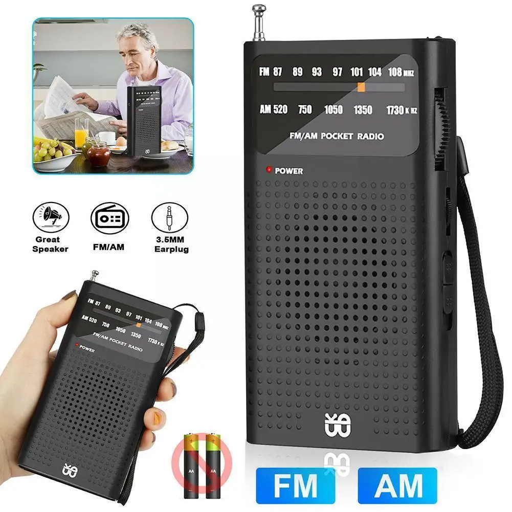 Portable Mini Radio FM/AM Digital Tuning Radio Receiver FM87-108MHz MP3 Music Player Radios For AA Batteries Q9Z1