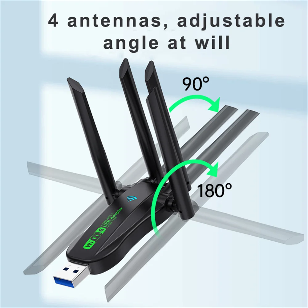 Фото USB-адаптер AX900 WiFi6 с Bluetooth 5.4, двухдиапазонный (2.4G+5.8Ghz), 4 антенны, беспроводной USB-приемник для ПК/ноутбука №4