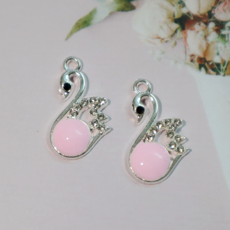 10 шт. очаровательный Лебедь из сплава эмалированный кулон красивый модный