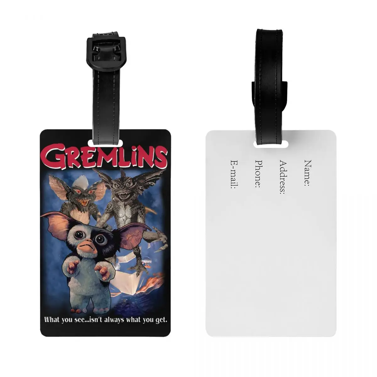 Custom Gremlinss Mogwai Luggage Tags for Suitcases Funny 80s Movie Gizmo Monster Baggage Privacy Cover ID Label