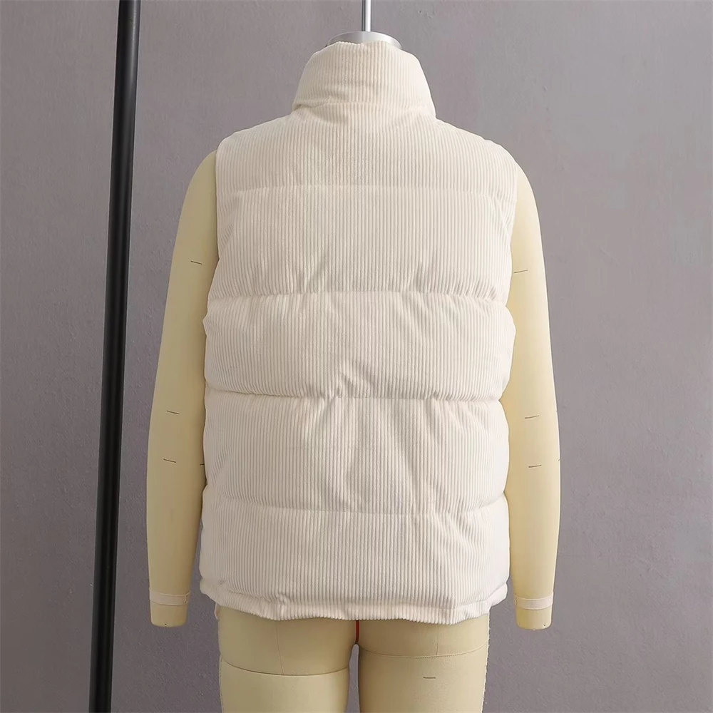 KEYANKETIAN Women's Short Padded Vest Autumn and Winter Single Breasted Loose Corduroy Texture Sleeveless Padded Mujer Jacket