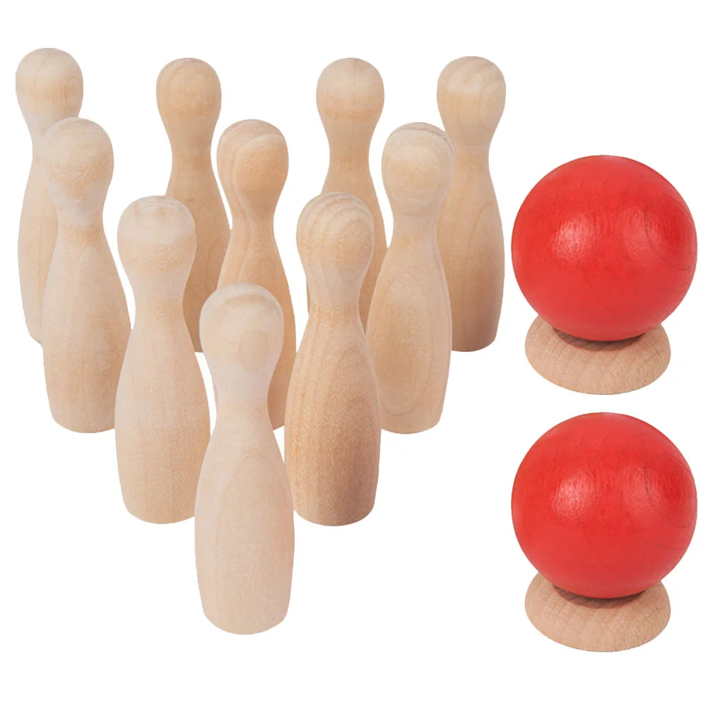 Toddler Bowling Outdoor Kid Toys Party Supplies Miniature Bowling Set Wooden Indoor Bowling Travel Toddler Toys